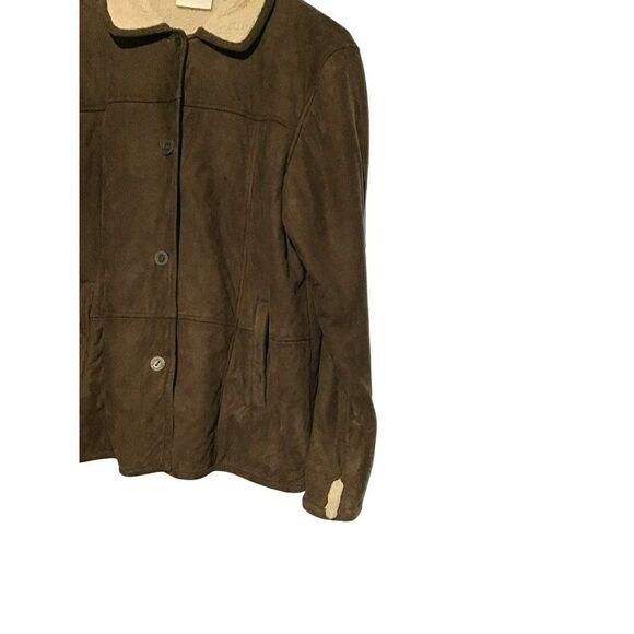 Alfred Dunner Faux Suede Jacket Brown Size 12 - Picture 3 of 6